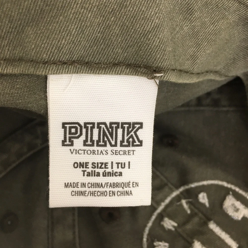 Y2K PINK Victoria's Secret Women’s Baseball Hat Cap Olive Green Strapback